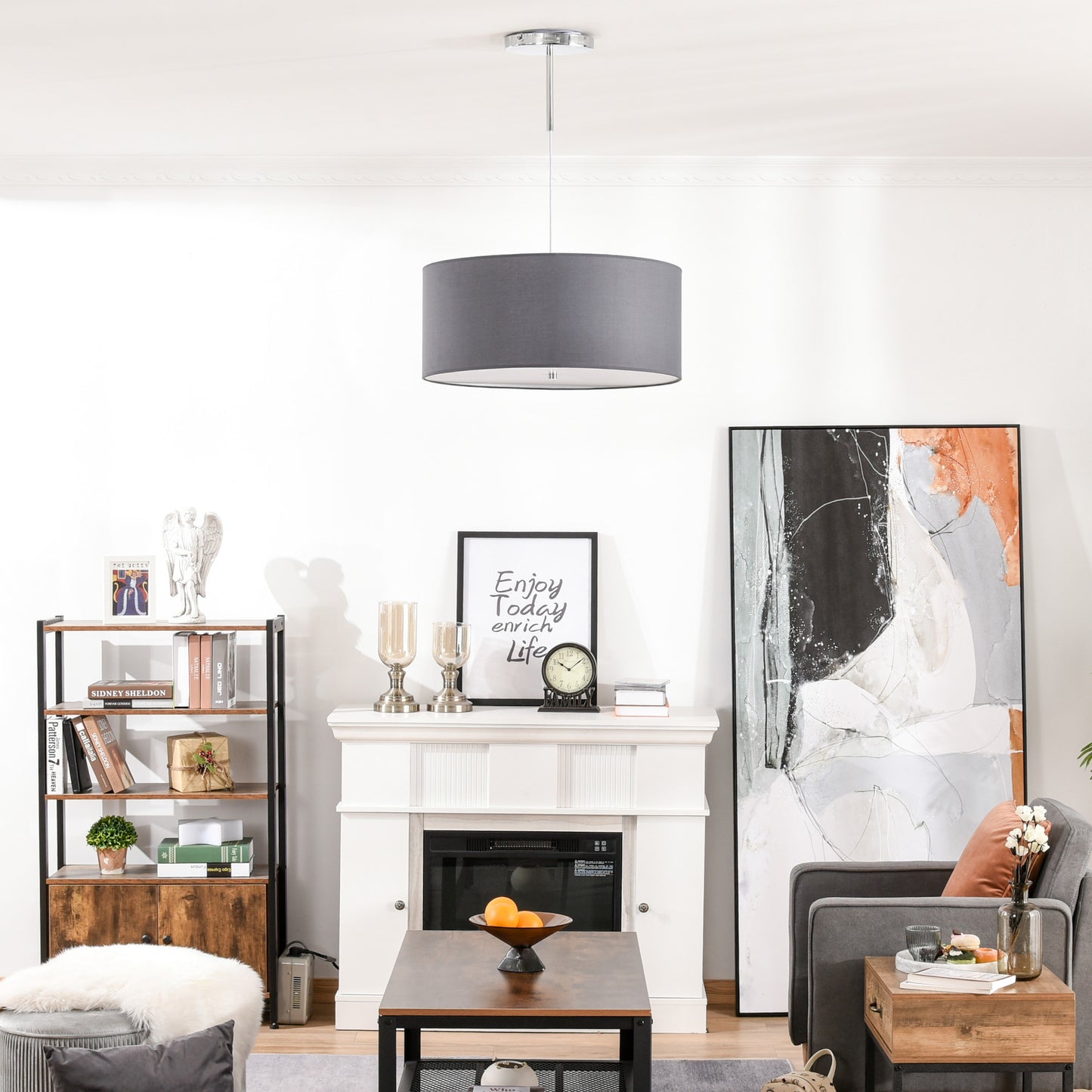 LED Chandelier with Metal Base Three Lighting Modes for Home Office