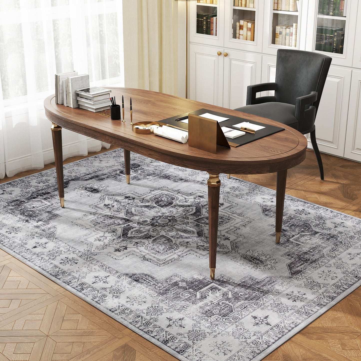 Flannel Non-Slip Washable Rug for Living Room, 230 x 160 cm, Grey