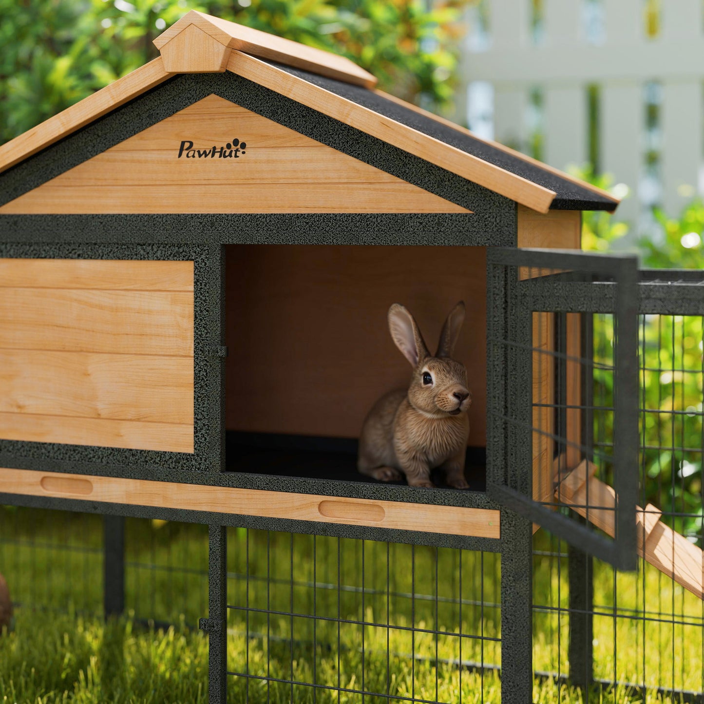 Wooden Dog Kennel, Dog House with Removable Floor, Charcoal Grey