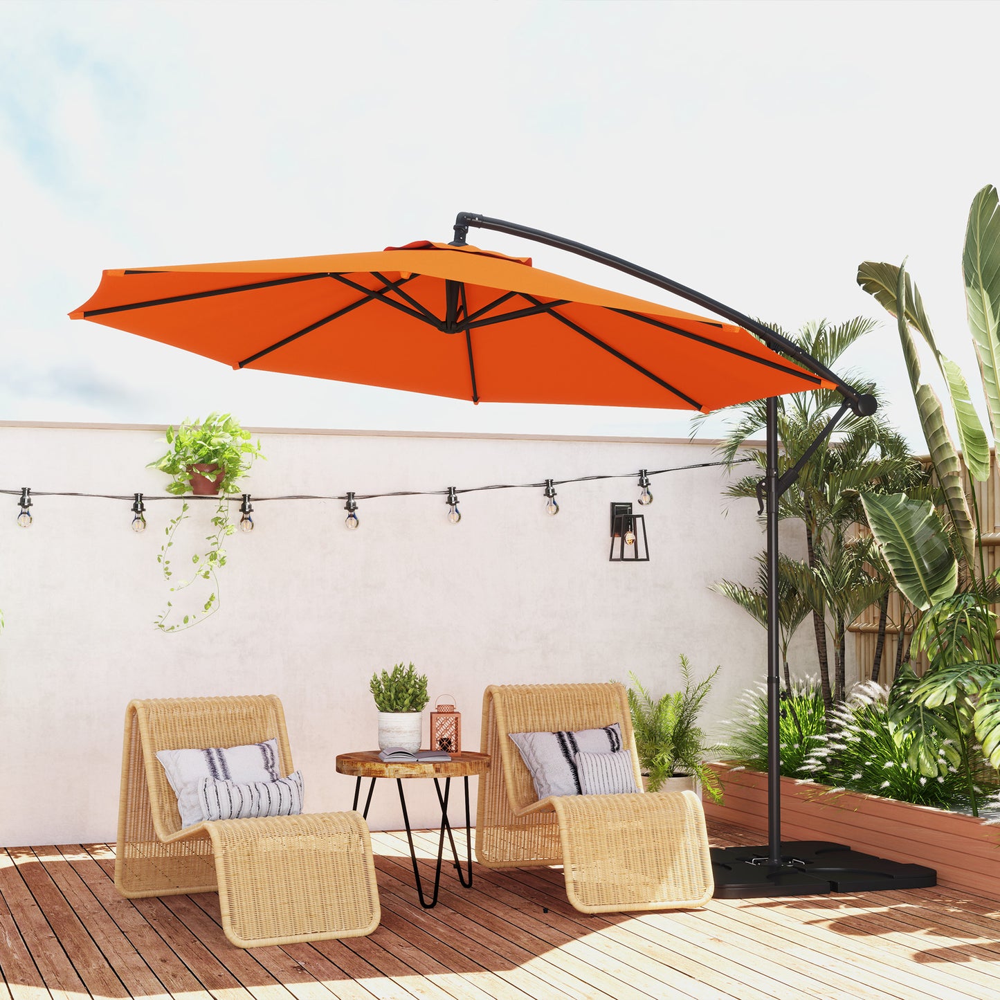 3(m) Banana Parasol Cantilever Umbrella Garden w/ Base Weights