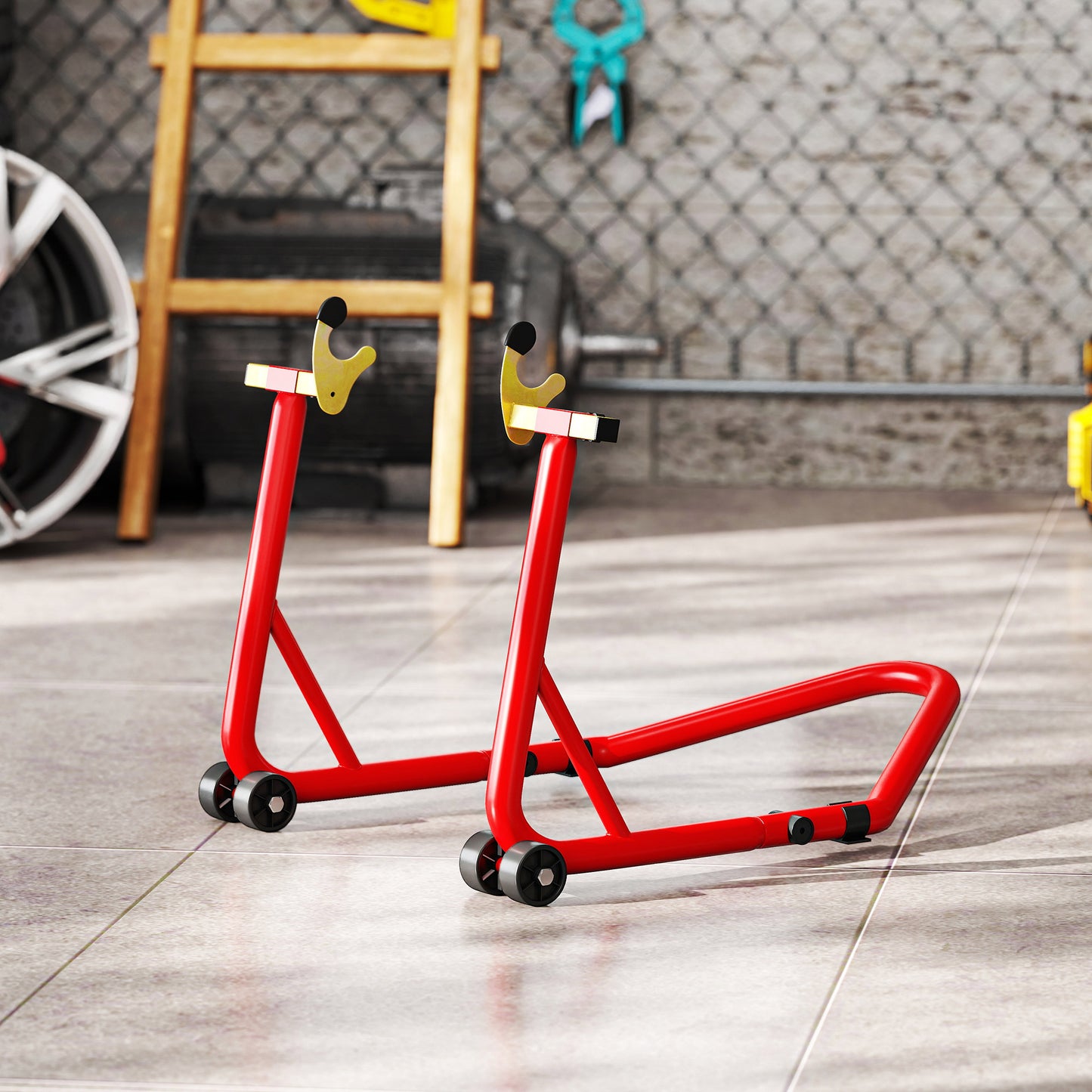 Motorcycle Rear Wheel Stand, 544kg Motorcycle Paddock Stand, Red