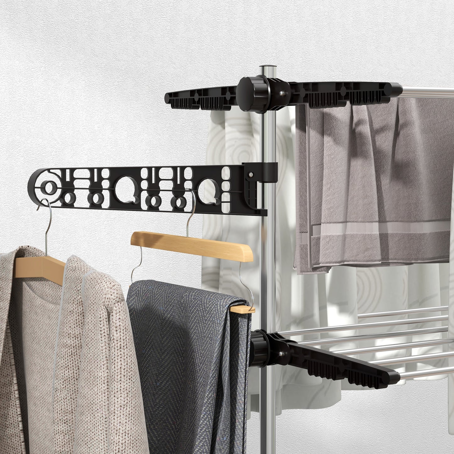 4-Tier Large Clothes Airer Stainless Steel Clothes Drying Rack Black