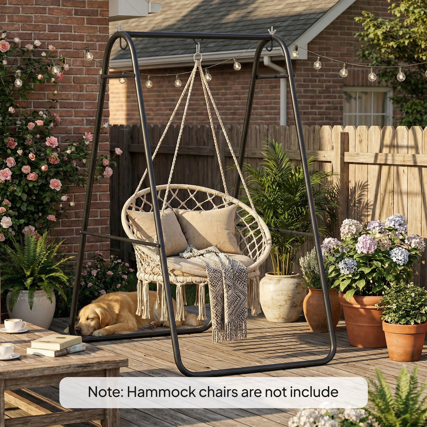 Hammock Chair Stand Only, Hanging Chair Stand, 150 KG Load, Black