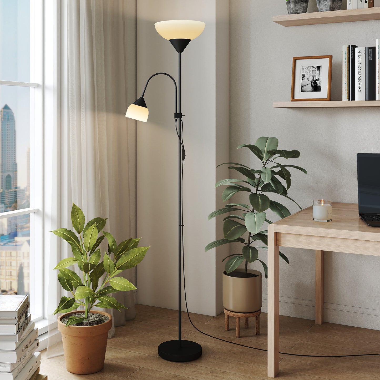 Mother-Child Floor Lamp Duo Light with 3 Colour Temperatures, Black