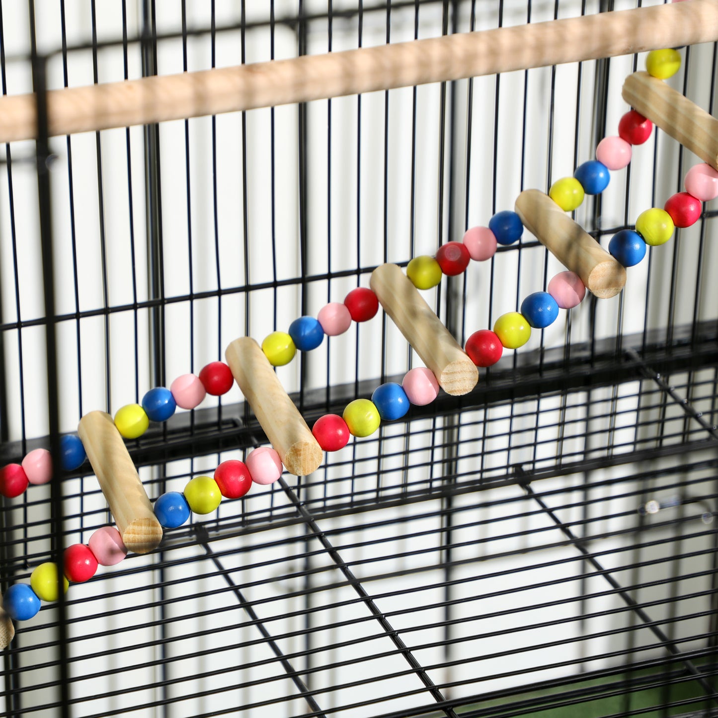 Bird Cage with Stand, Toys, Wheels, for Canaries, Finches, Lovebirds, Parakeets, Budgie Cage with Accessories, Storage Shelf - Black