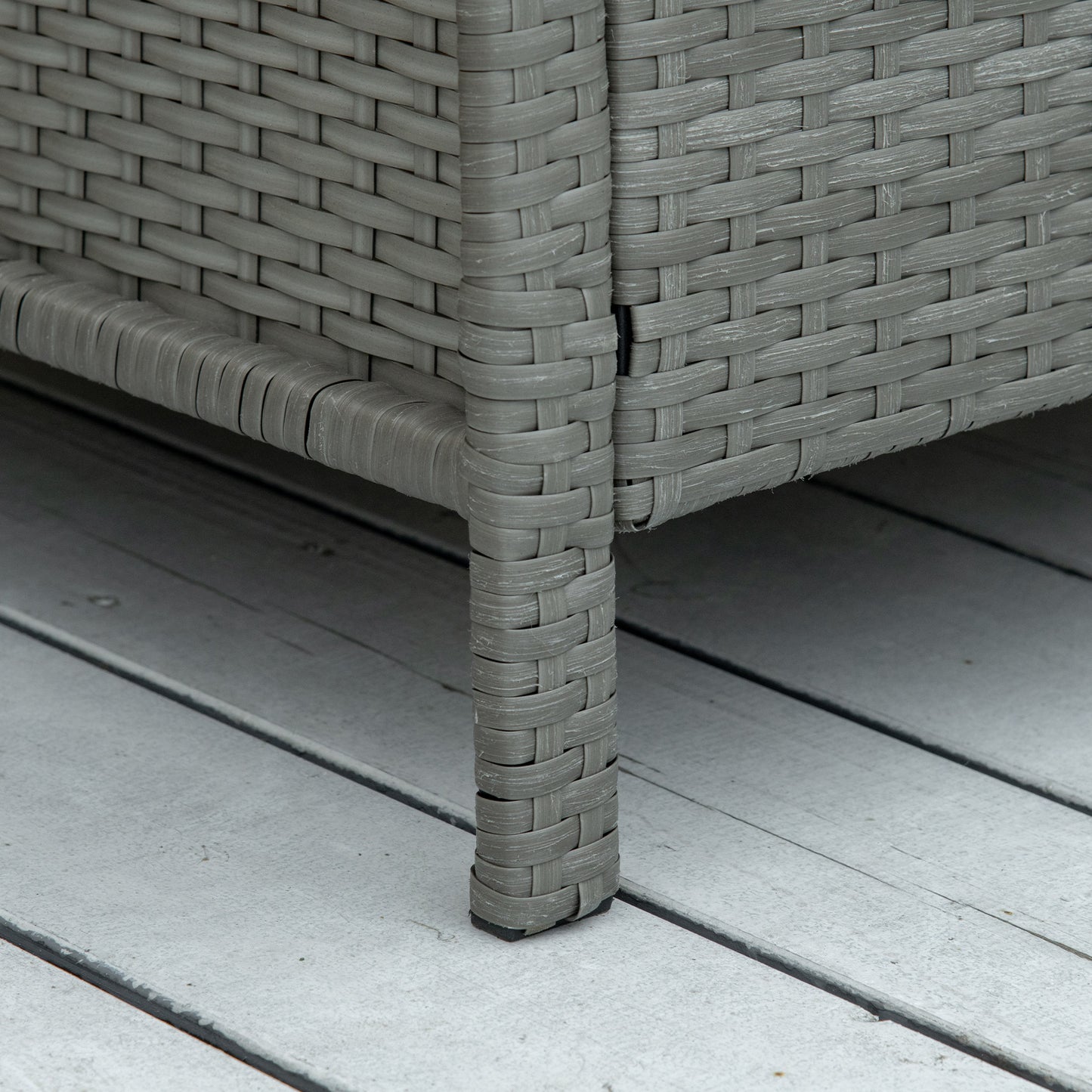 Rattan Garden Furniture 3 Pieces Patio Bistro Set Wicker Weave Conservatory Sofa Chair & Table Set with Cushion Pillow - Light Grey