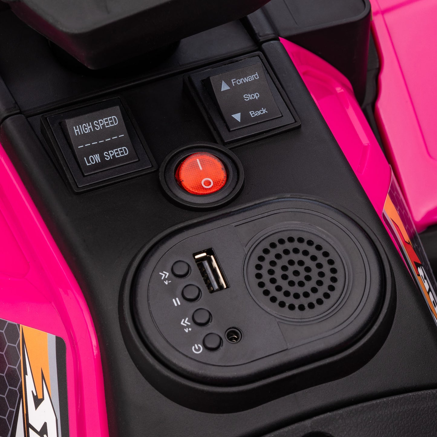 12V Kids Quad Bike with Forward Reverse Functions, Ride On ATV with Music, LED Headlights, for Ages 3-5 Years - Pink