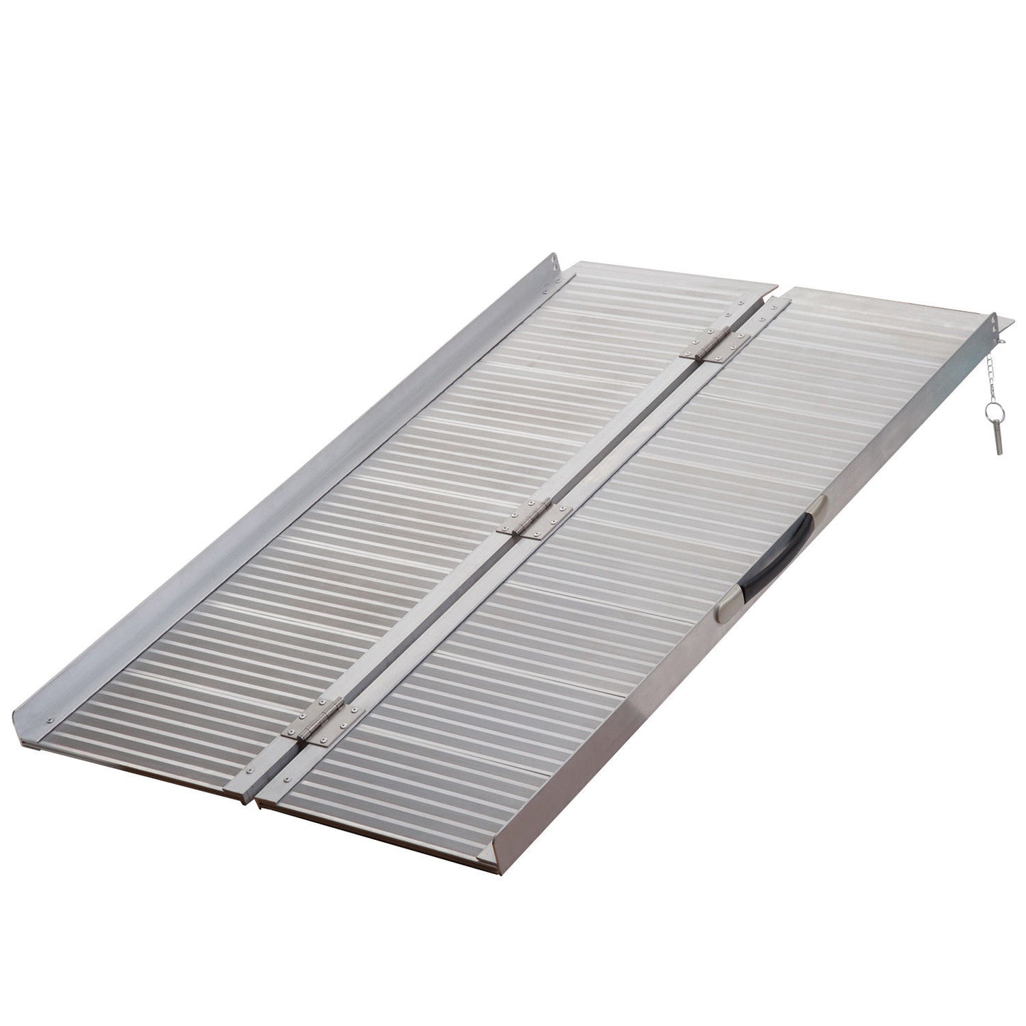 4ft Folding Aluminum Wheelchair Ramp Scooter Portable Mobility Assist Suitcase Access Aid, 270kg Capacity, Silver