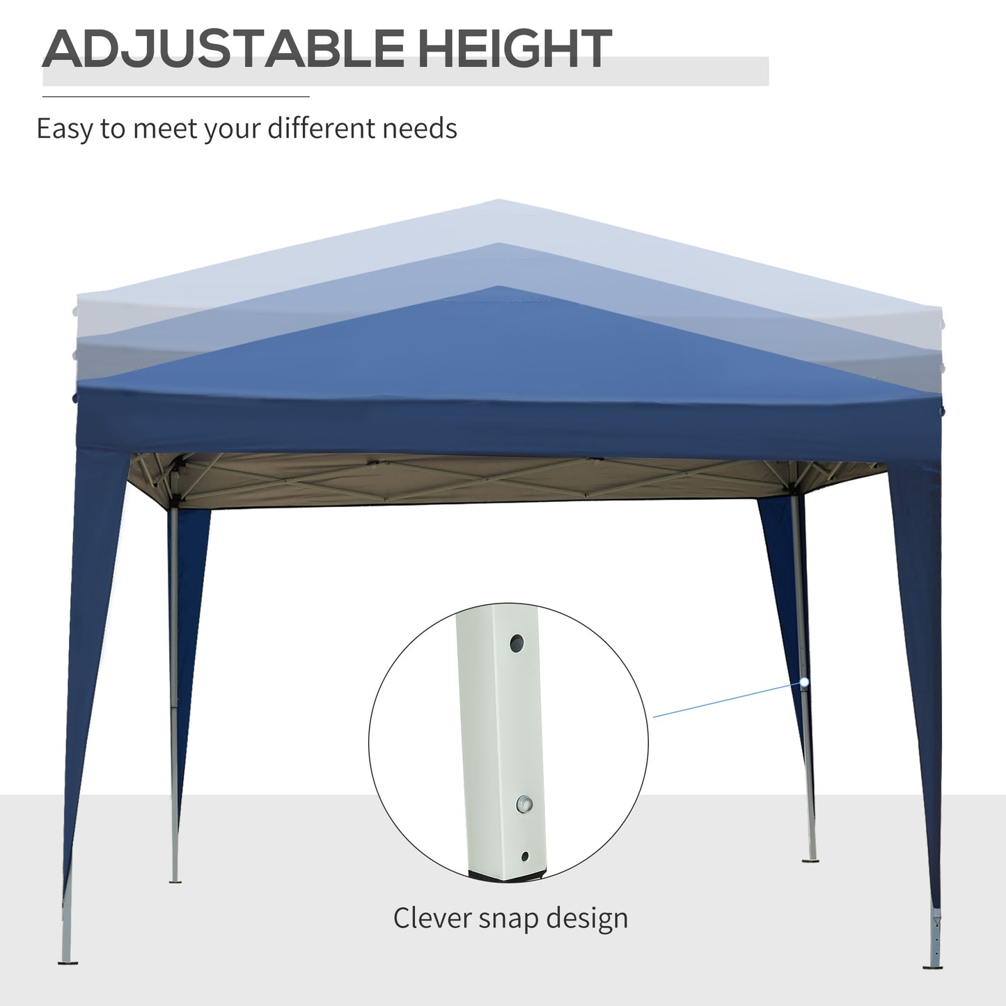 Outsunny 3 x 3 Meters Pop Up Water Resistant Gazebo Wedding Camping Party Tent Canopy Marquee with Carry Bag and 2 Windows, Blue