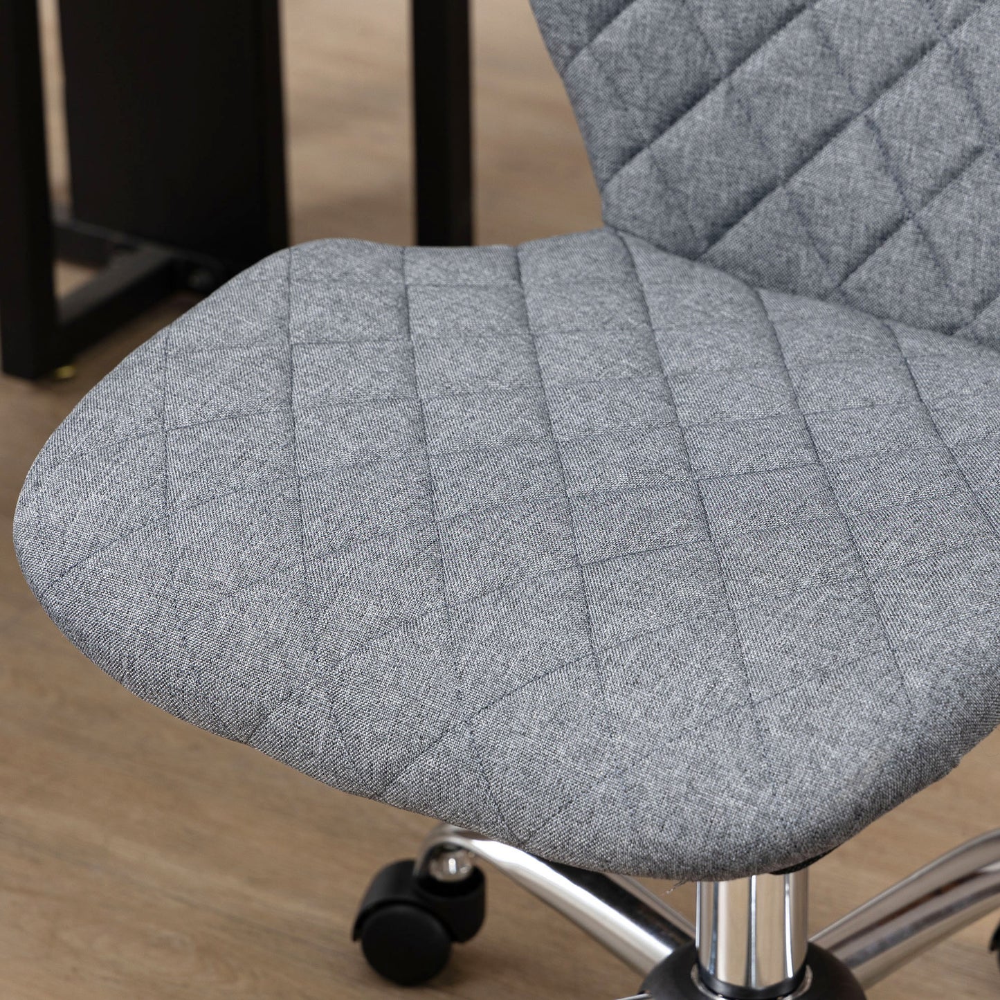 Mid Back Swivel Chair w/360° Swivel Height, thick sponge padded, Adjustable Home Office Linen Fabric Grey