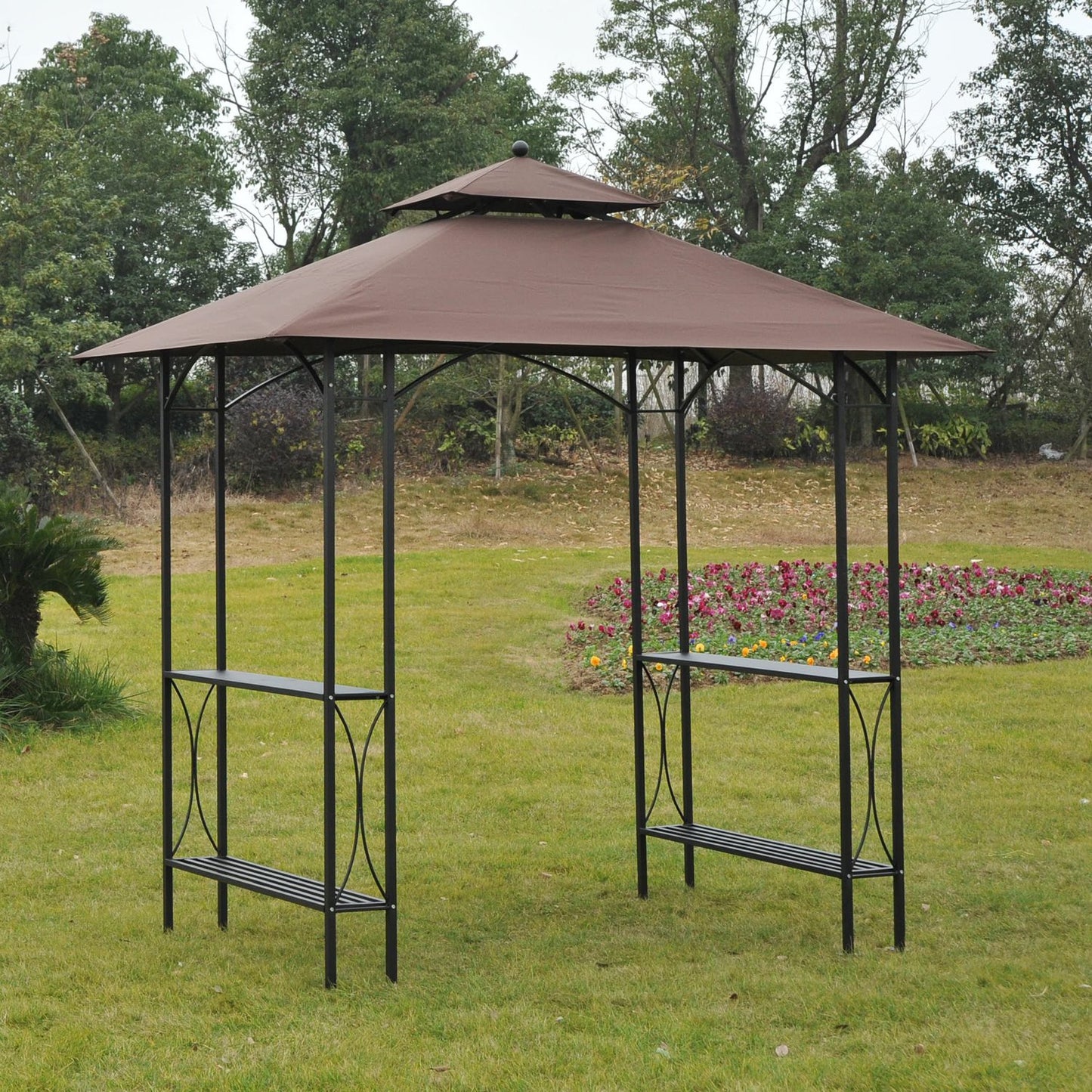 Outsunny 2.5 x 1.5m BBQ Tent Canopy Patio Outdoor Awning Gazebo Party Sun Shelter - Coffee