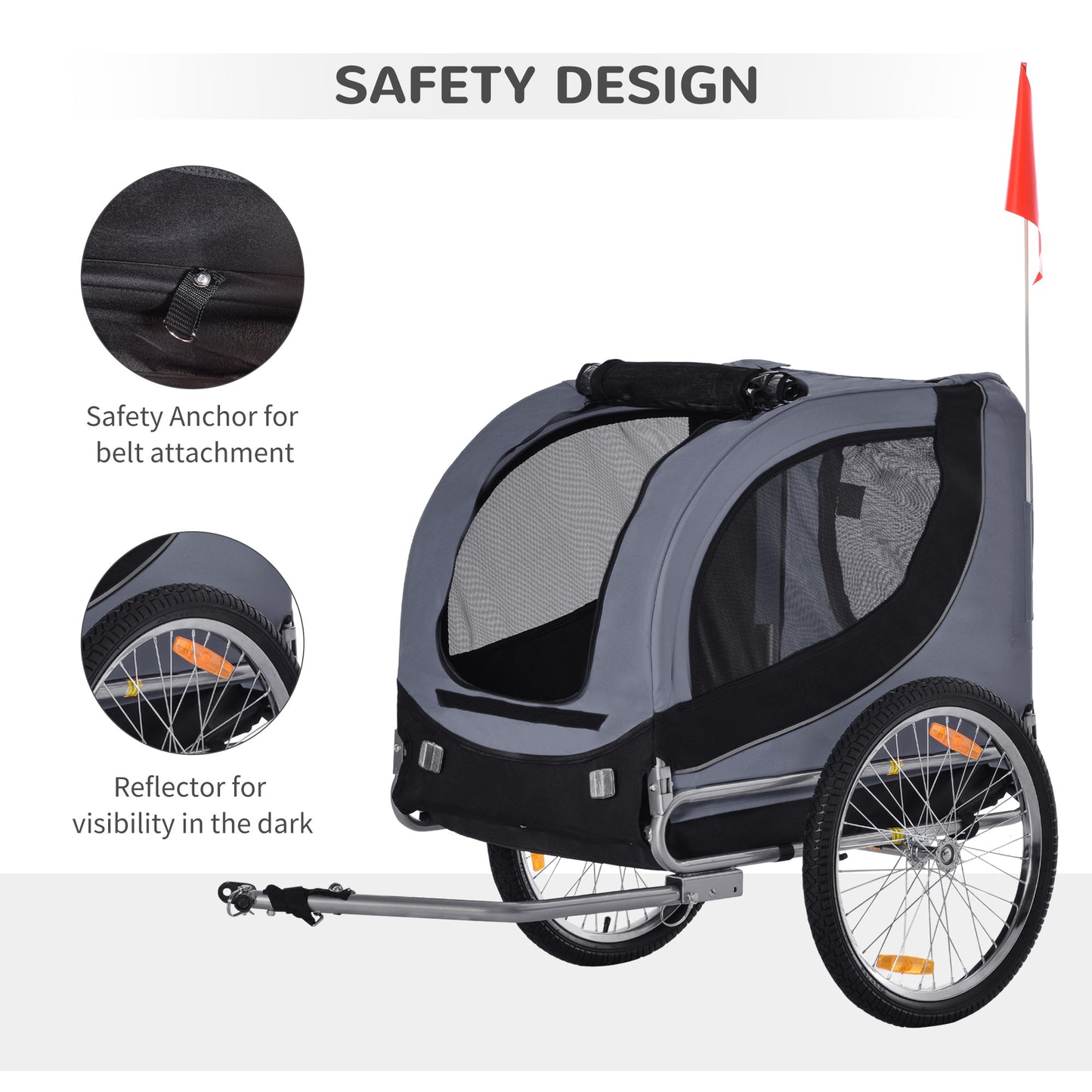 Steel Dog Bike Trailer Pet Cart Carrier for Bicycle Kit Water Resistant with Hitch Coupler Travel Grey and Black