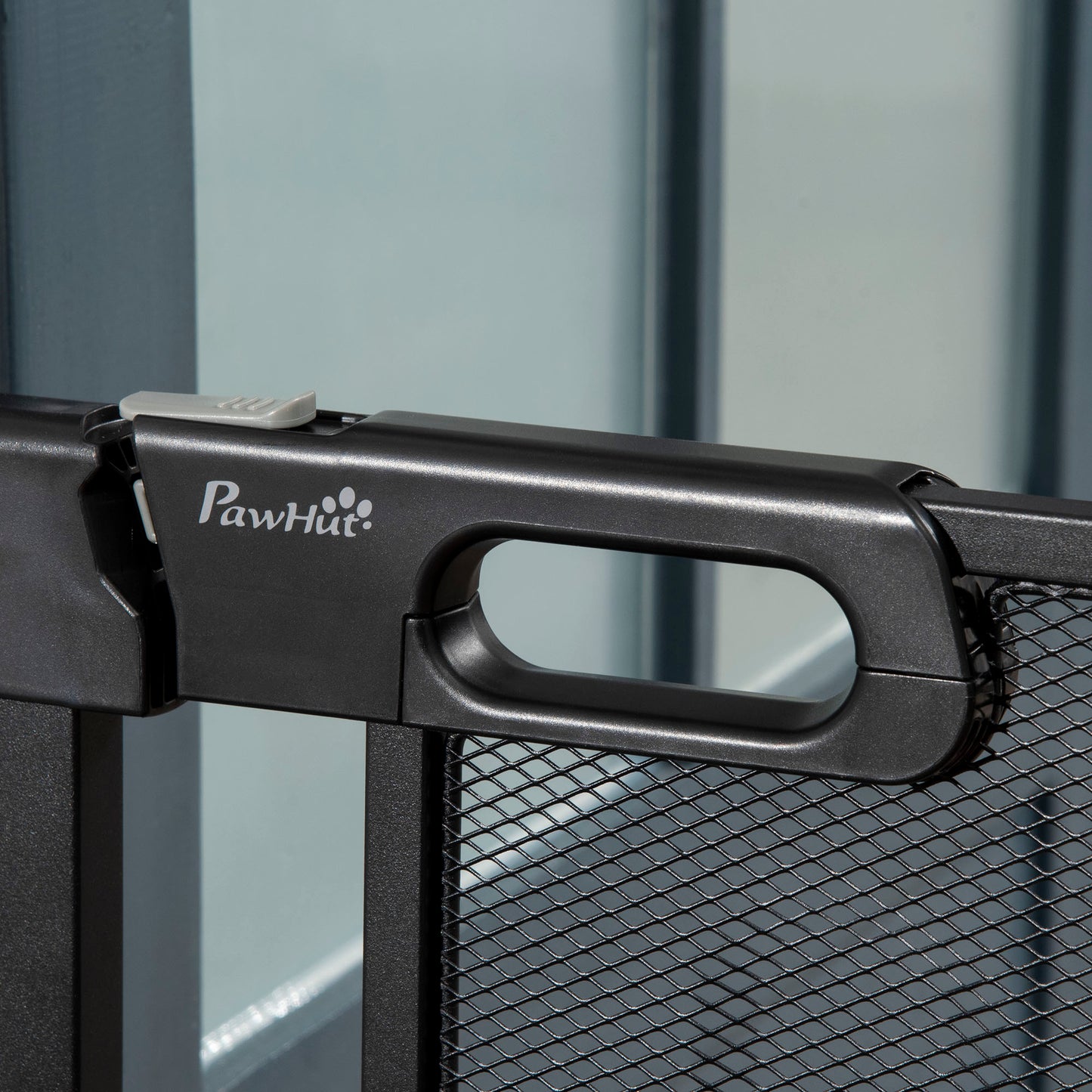 Pressure Fit Safety Gate for Doorways and Staircases, Dog Gate w/ Auto Closing Door, Pet Barrier for Hallways w/ Double Locking, Openings 75-82 cm - Black
