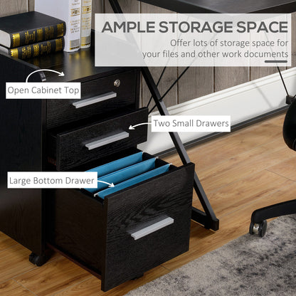 3 Drawer Mobile Filing Cabinet Lockable Filing Cabinet, Black