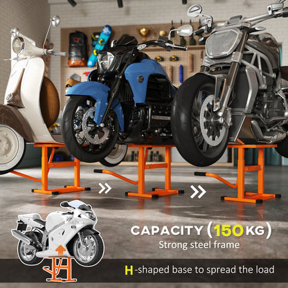 150KG Steel Motorbike Manual Jack Lift Rubber Platform Crank Lift