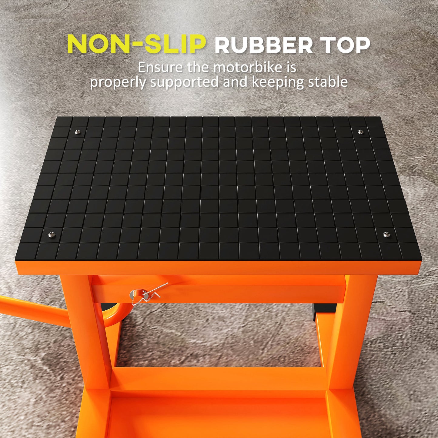 150KG Steel Motorbike Manual Jack Lift Rubber Platform Crank Lift