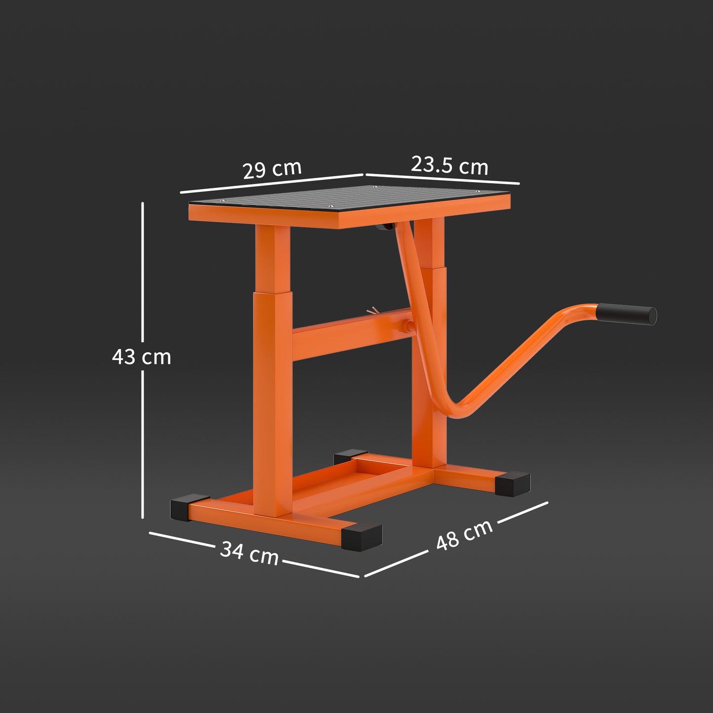 150KG Steel Motorbike Manual Jack Lift Rubber Platform Crank Lift
