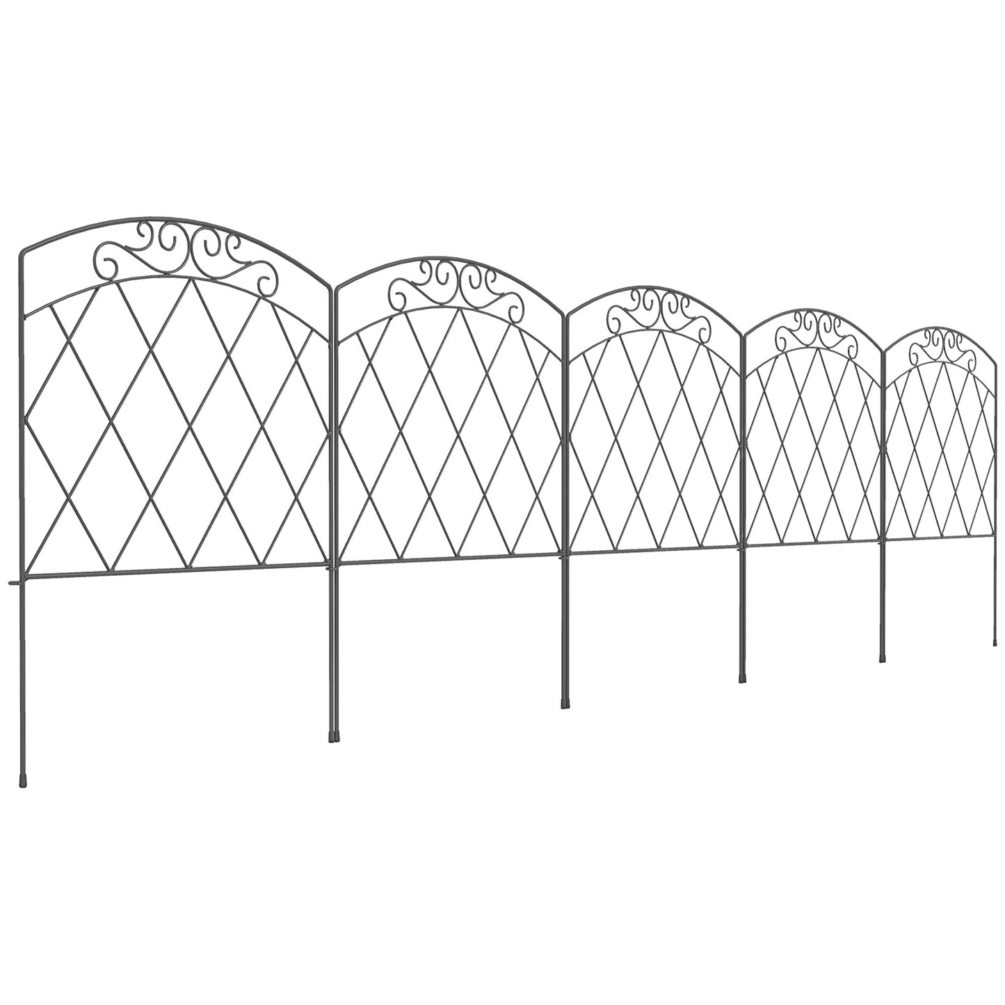 80 cm x 3 m Outdoor Picket Fence Panels with Panels, Swirls, Black