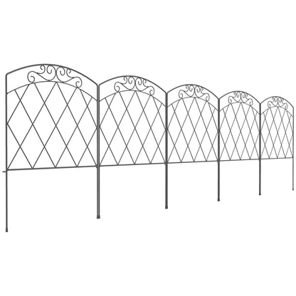 80 cm x 3 m Outdoor Picket Fence Panels with Panels, Swirls, Black