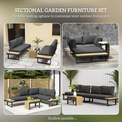 4 Seater L Shaped Aluminium Garden Furniture Set with Coffee Table