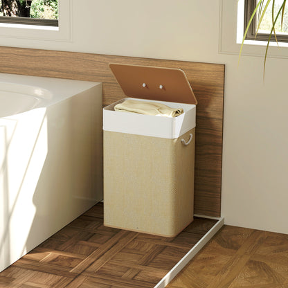 Laundry Hamper with Removable Washable Liner Bag, Nature Wood Finish