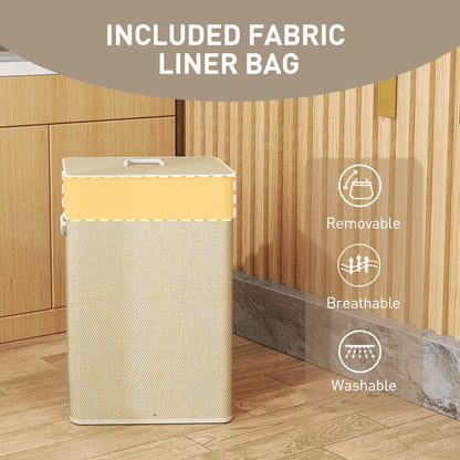Laundry Hamper with Removable Washable Liner Bag, Nature Wood Finish