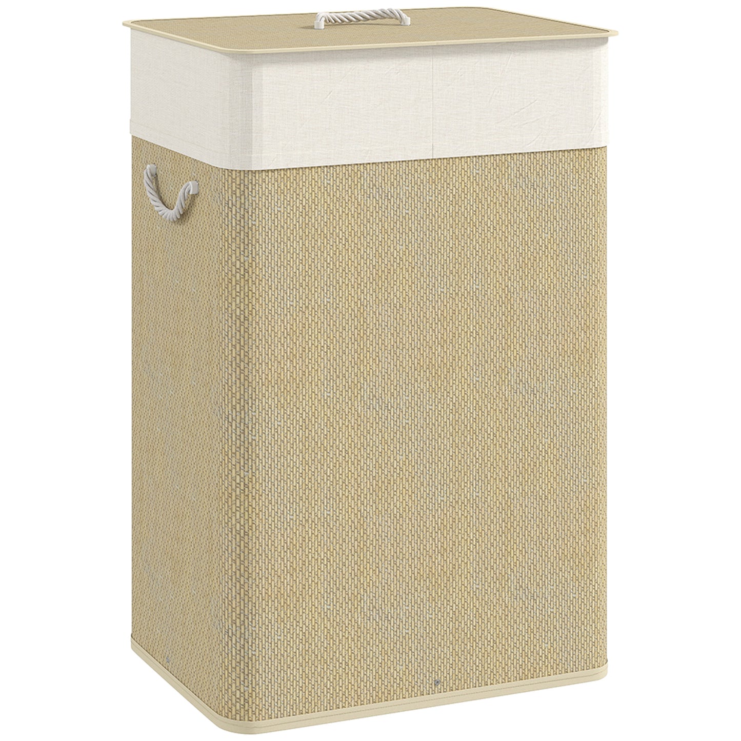 Laundry Hamper with Removable Washable Liner Bag, Nature Wood Finish