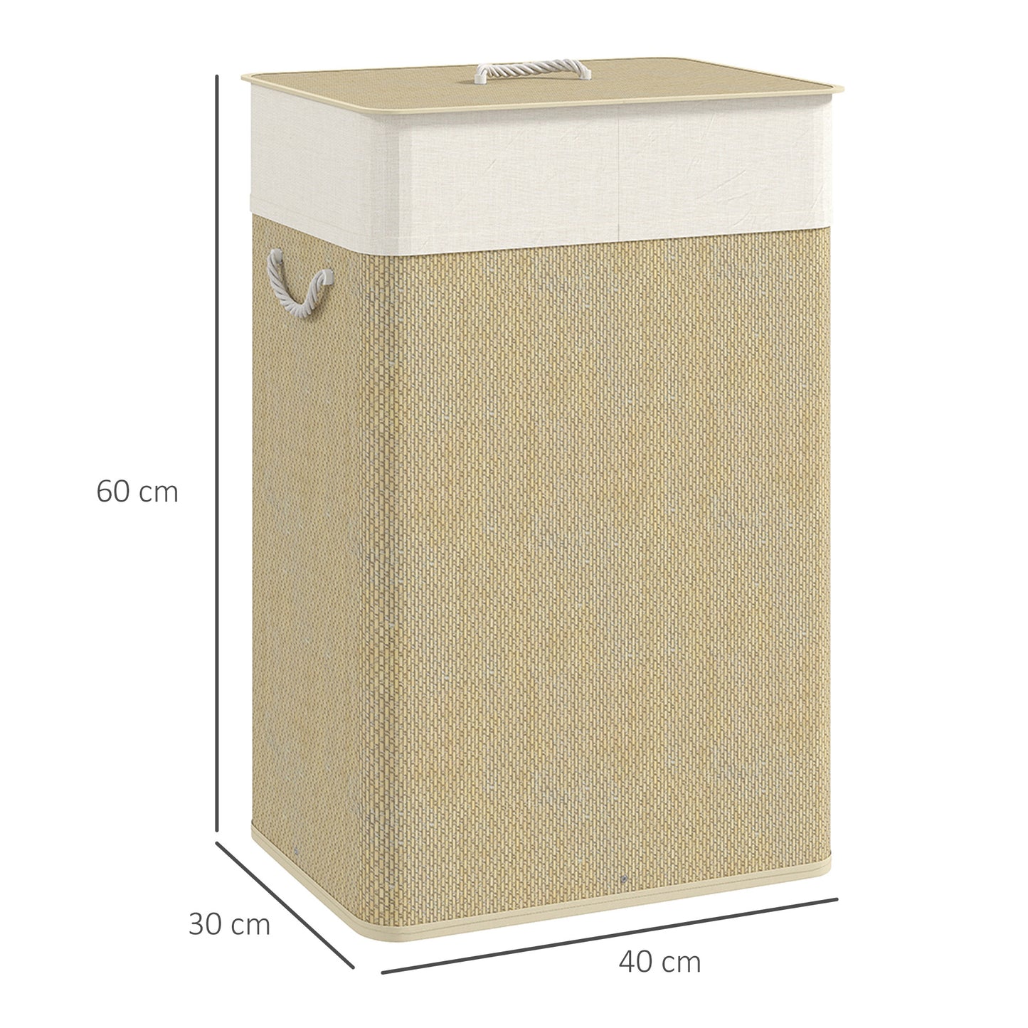 Laundry Hamper with Removable Washable Liner Bag, Nature Wood Finish