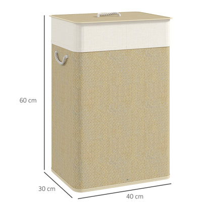 Laundry Hamper with Removable Washable Liner Bag, Nature Wood Finish