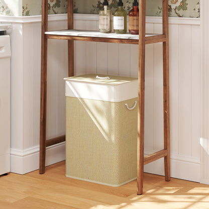 Laundry Hamper with Removable Washable Liner Bag, Nature Wood Finish