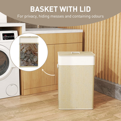 Laundry Hamper with Removable Washable Liner Bag, Nature Wood Finish