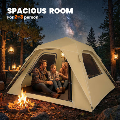 Pop Up Tent Waterproof Camping Tents 2-3 People Khaki
