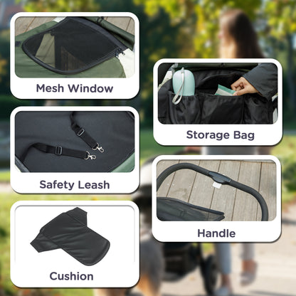 3 in 1 Pet Stroller with Detachable Carrier for Mini Dogs, Black