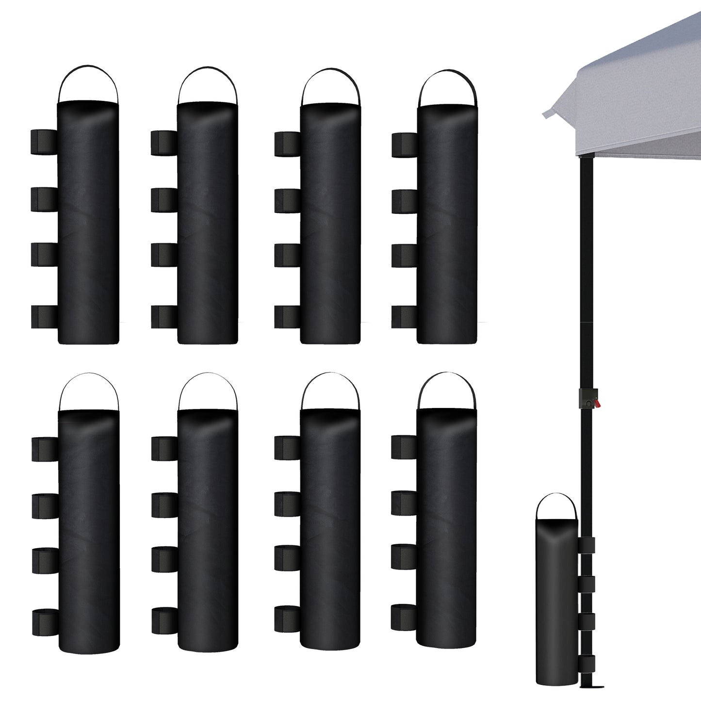 8 Pack Gazebo Sand Weights Bags, 40 kg Heavy Duty Sandbags, Black
