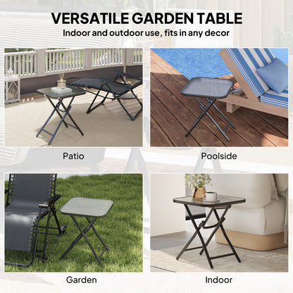 Folding Garden Table Square Foldable Table with Safety Buckle Black