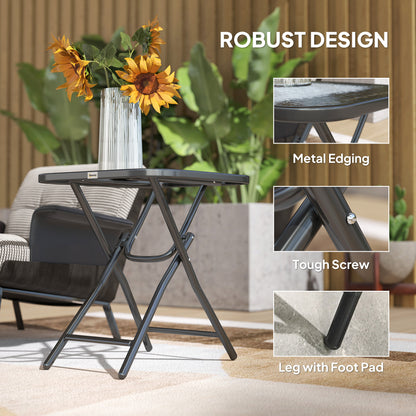 Folding Garden Table Square Foldable Table with Safety Buckle Black