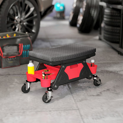 Rolling Mechanic Stool, 135kg Capacity Workshop Stool, Black