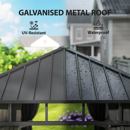2 x 3.5 m Hardtop Gazebo with Galvanised Steel Roof and Sides