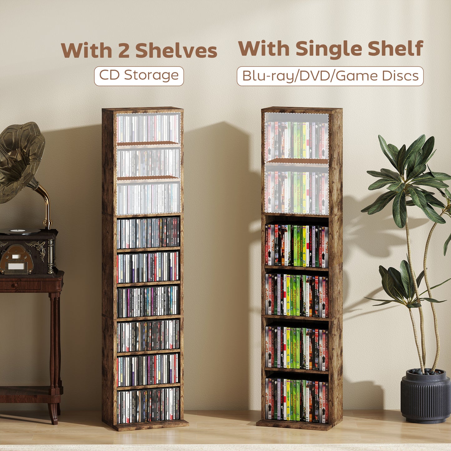 260 CD Storage Unit 120 DVD Storage Tower with 9 Compartments