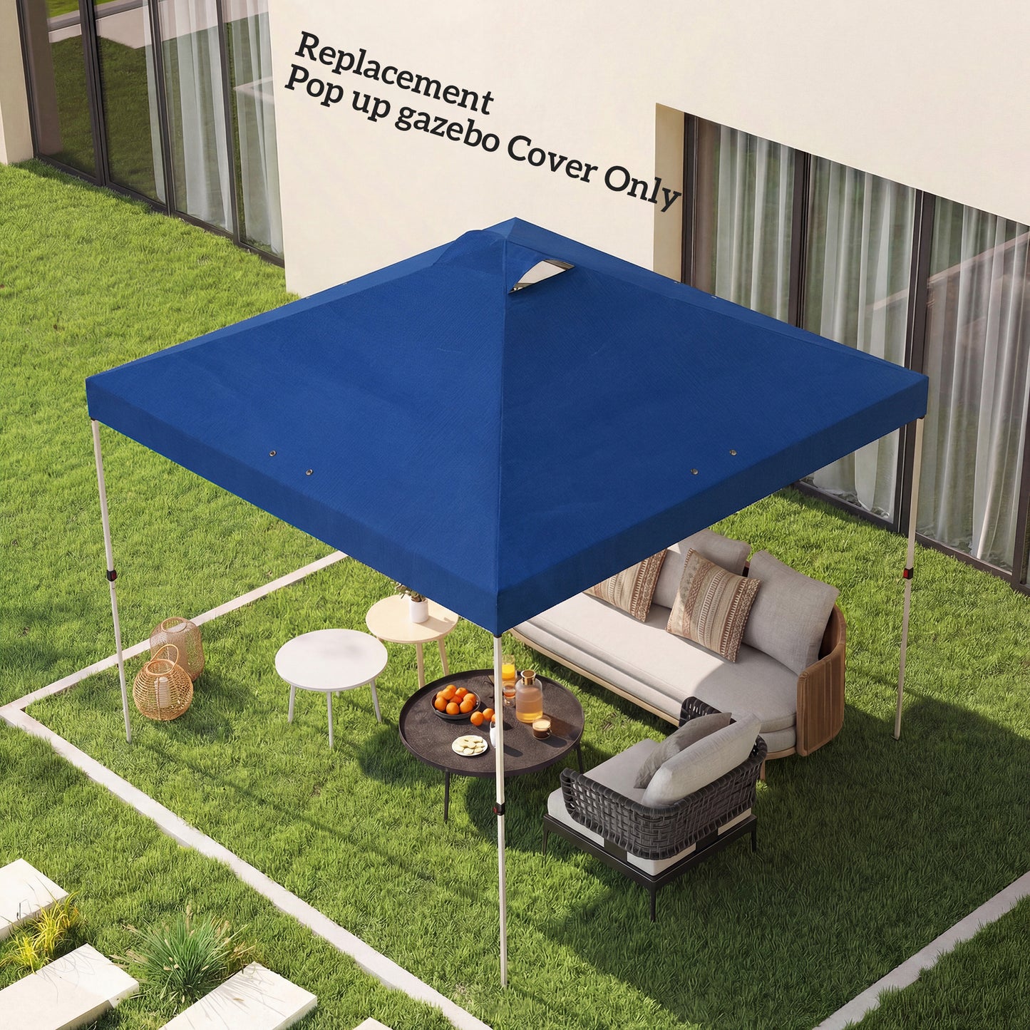 Gazebo Roof Replacement UV50+ Waterproof 3x3(m) Blue