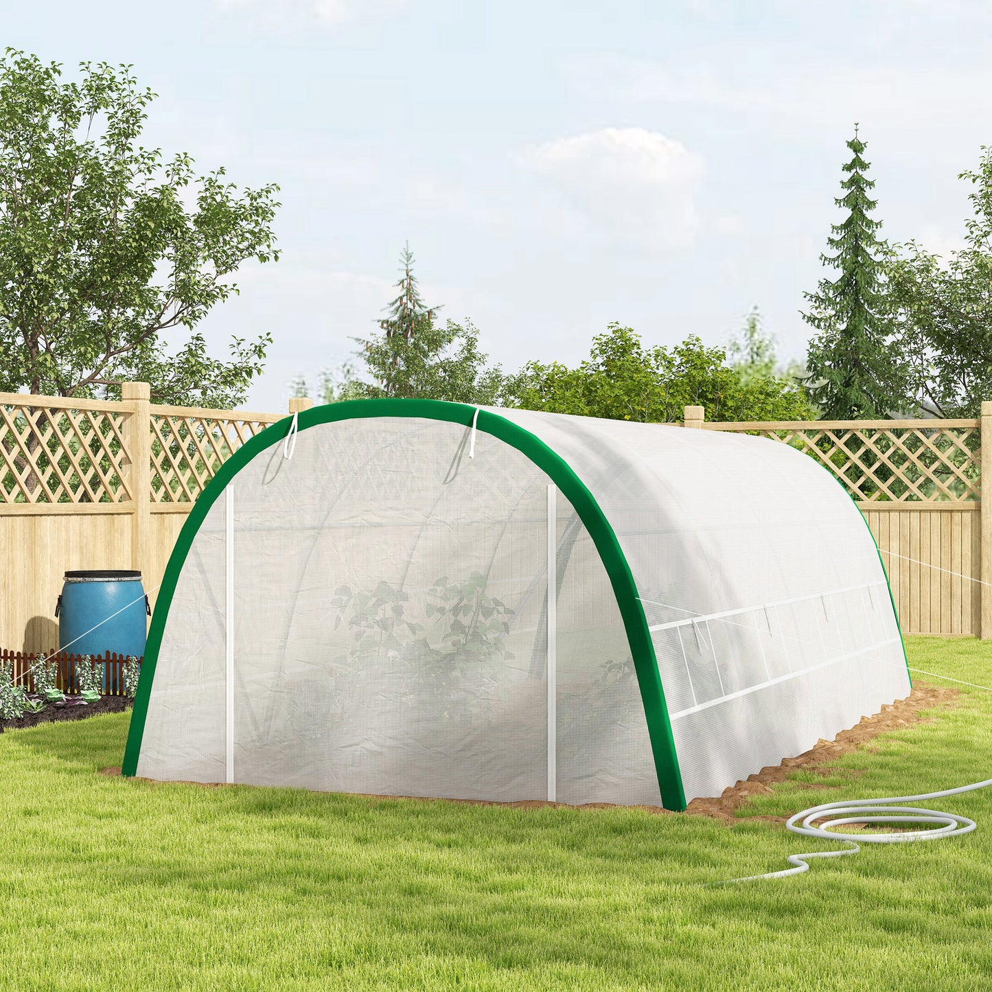 Polytunnel Greenhouse Tunnel Warm House Tent with PE Cover, White
