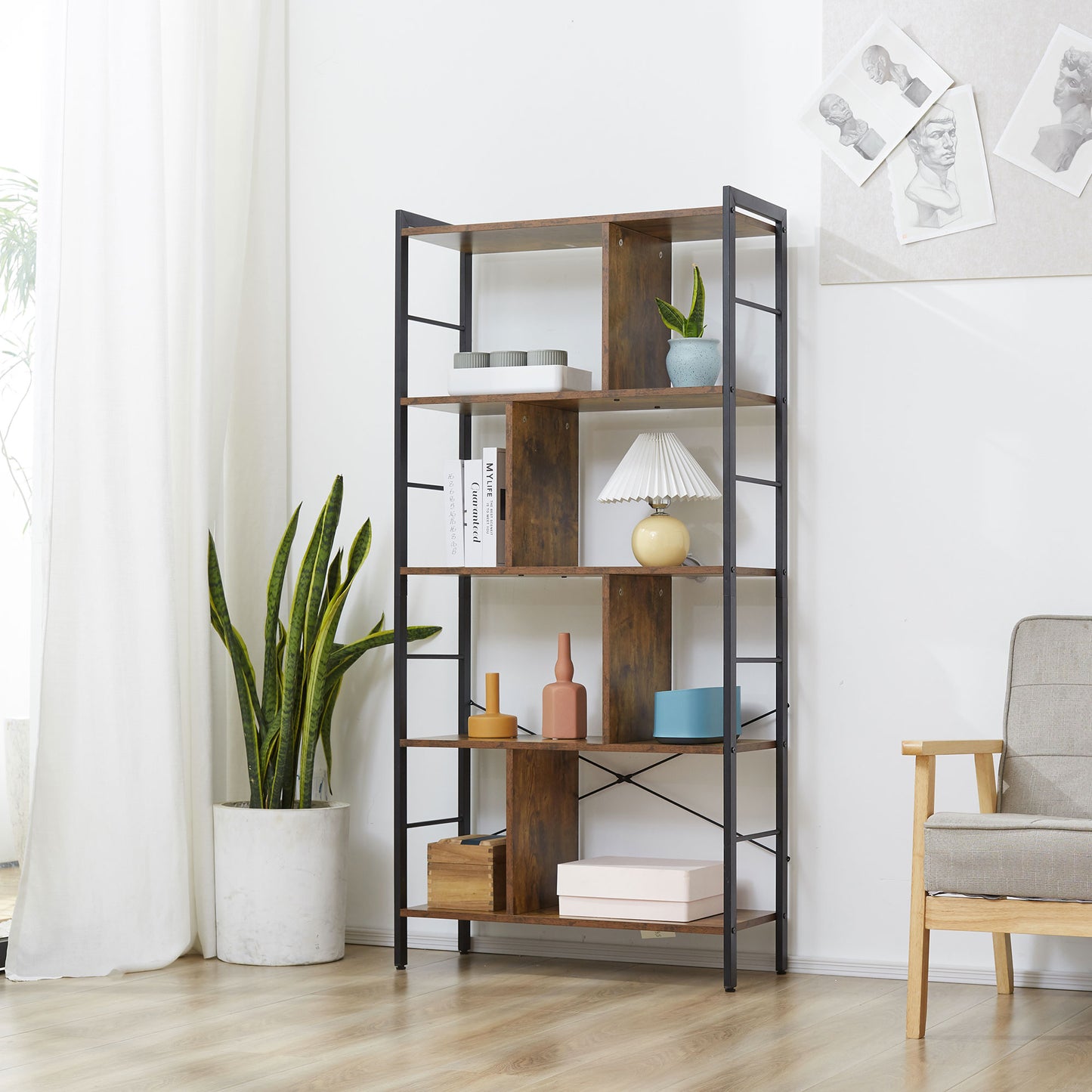 Industrial Storage Shelf Bookcase Closet Floor Standing Display Rack