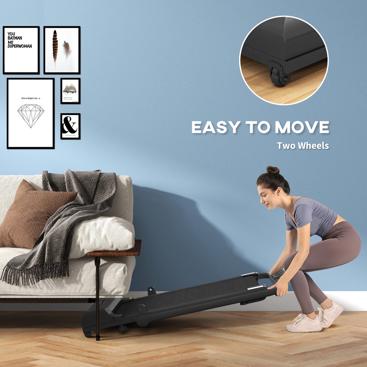 Dual mode treadmill: 2.5HP Folding Treadmill Walking Pad with Remote Control, 1-10KM/H