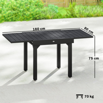 Expandable Patio Table for 4-6 People with Slatted Top, Black