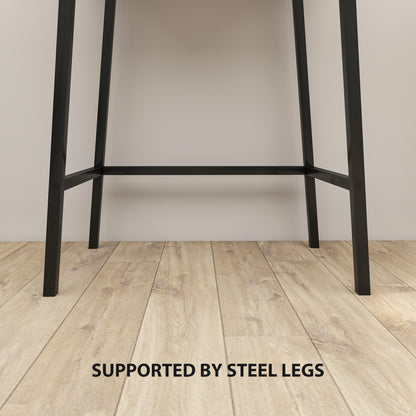Industrial Vanity Desk with Mirror and Steel Legs Natural Wood Effect