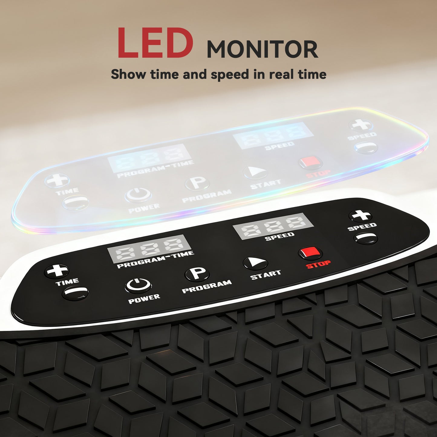 Vibration Plate with Adjustable Handle, Auto or Manual Speeds