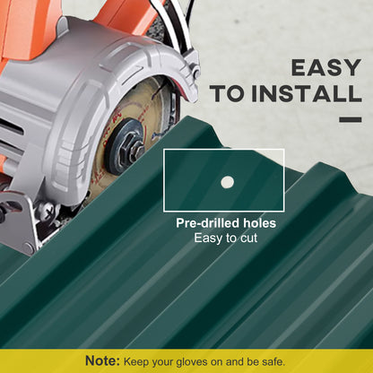 Pack of 12 Metal Roofing Sheets for Greenhouse and Shed, Green