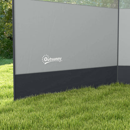 Beach/Camping Windbreaks with Clear Windows and Carry Bag, 440 x 140cm, Grey