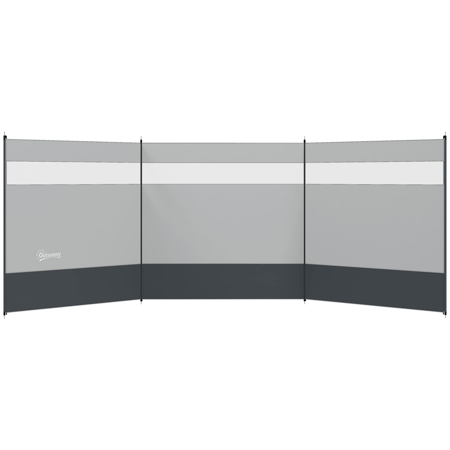 Beach/Camping Windbreaks with Clear Windows and Carry Bag, 440 x 140cm, Grey