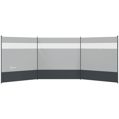 Beach/Camping Windbreaks with Clear Windows and Carry Bag, 440 x 140cm, Grey